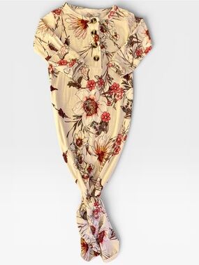 +NWOT Lou Lou and Company Floral Knotted Gown 0-3M Bamboo Baby Girl Sleeper